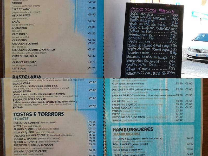 Casa dos Pregos & Açaí Menu