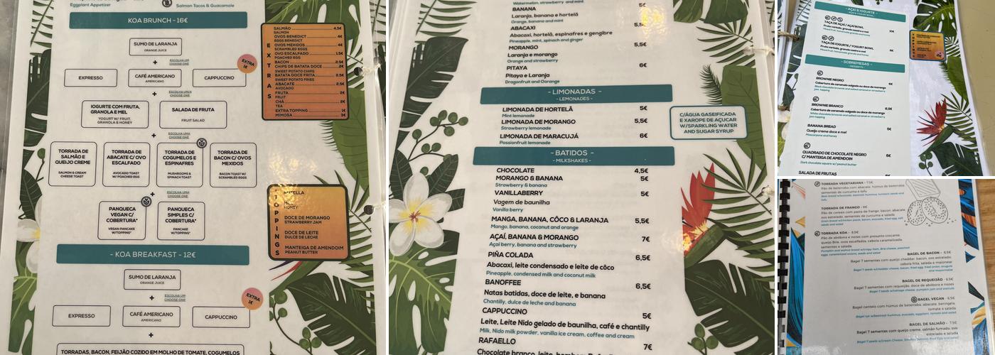 KOA Brunch Café Menu