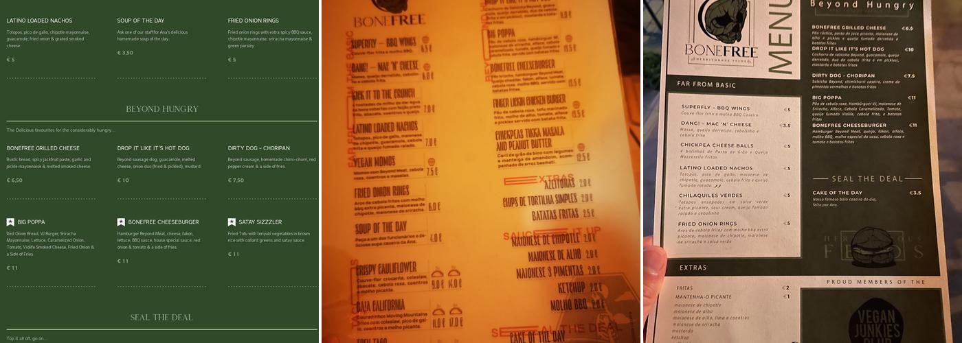 Bone Free Menu