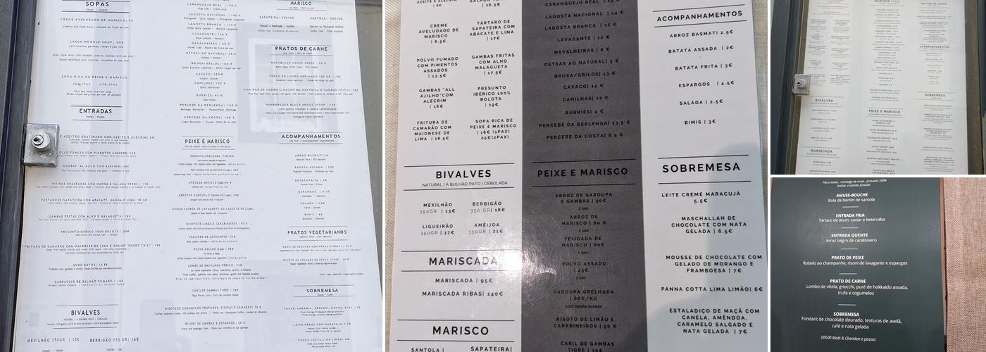 Ribas Marisqueira Menu