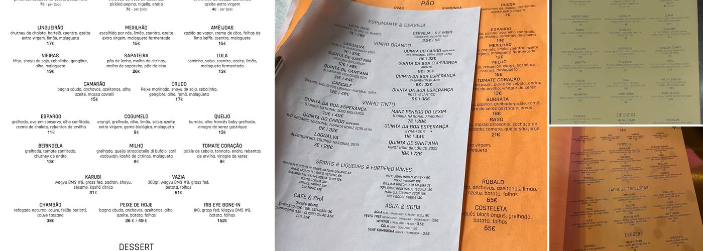 COSTA FRIA Menu