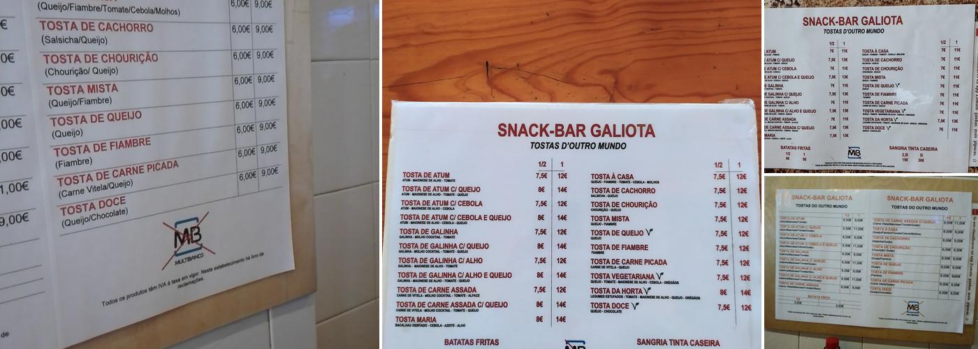 A Galiota Menu