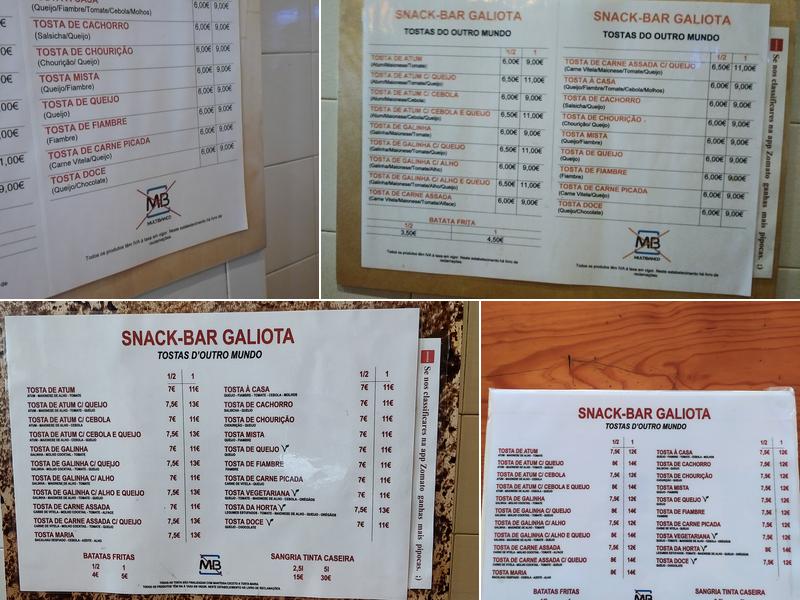 A Galiota Menu