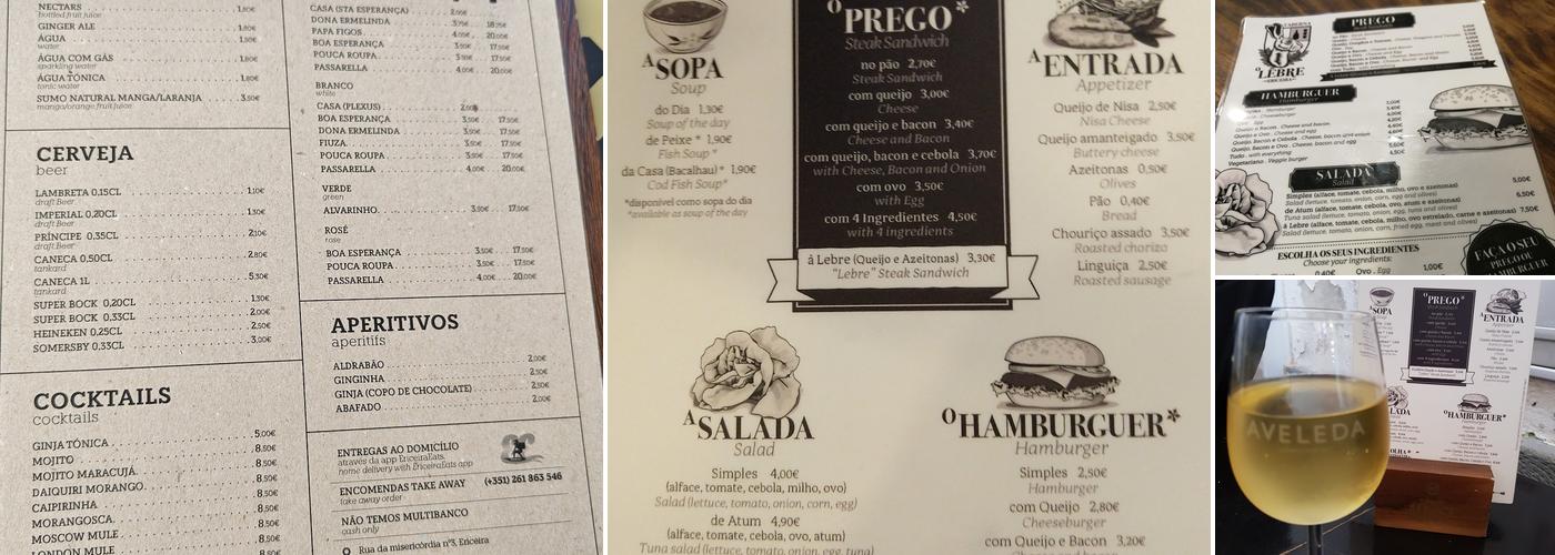 Taberna Lebre Menu