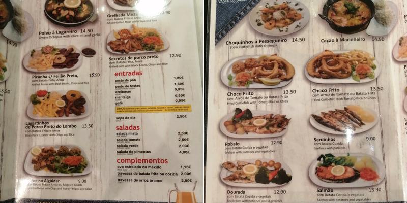 Restaurante Vasco da Gama (Mó) Menu