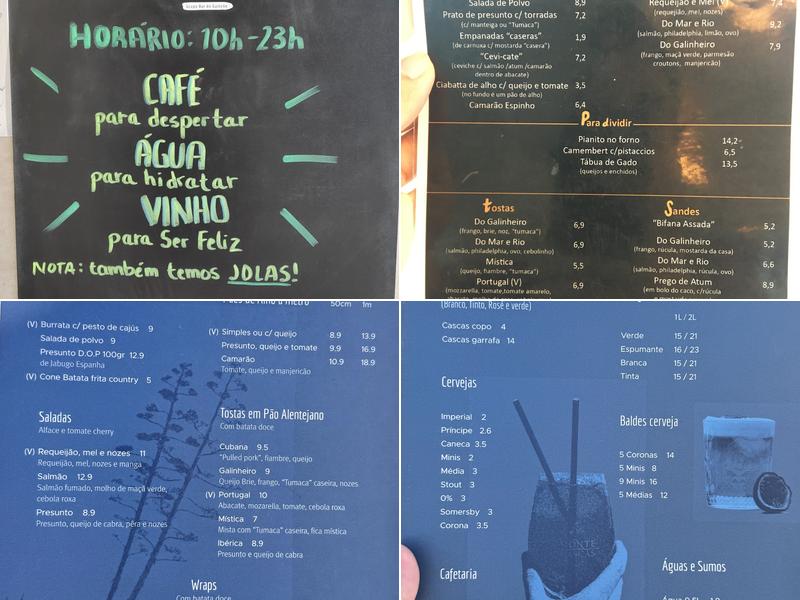Ponta do Sal - Bar do Guincho Menu