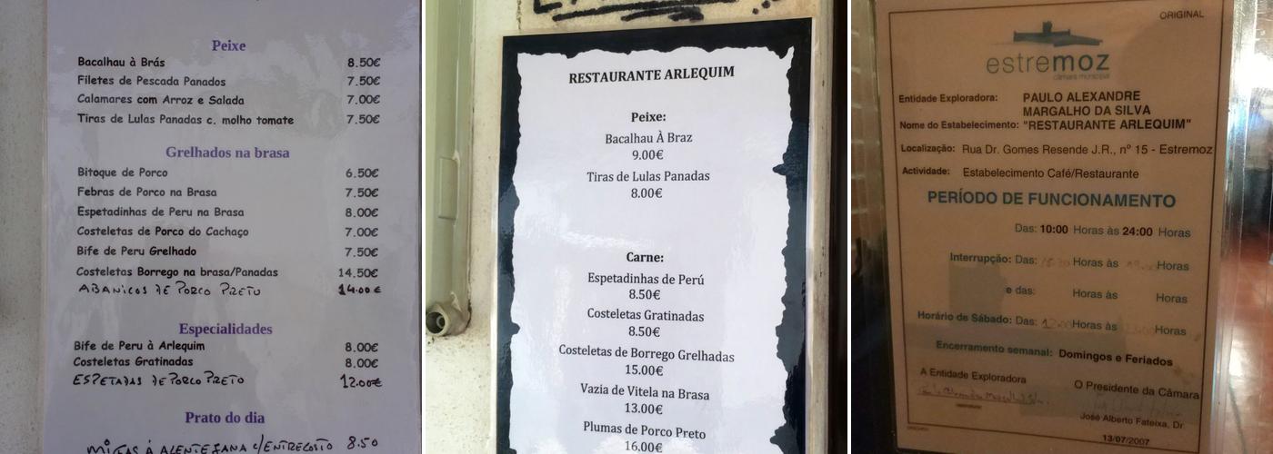 Arlequim Menu