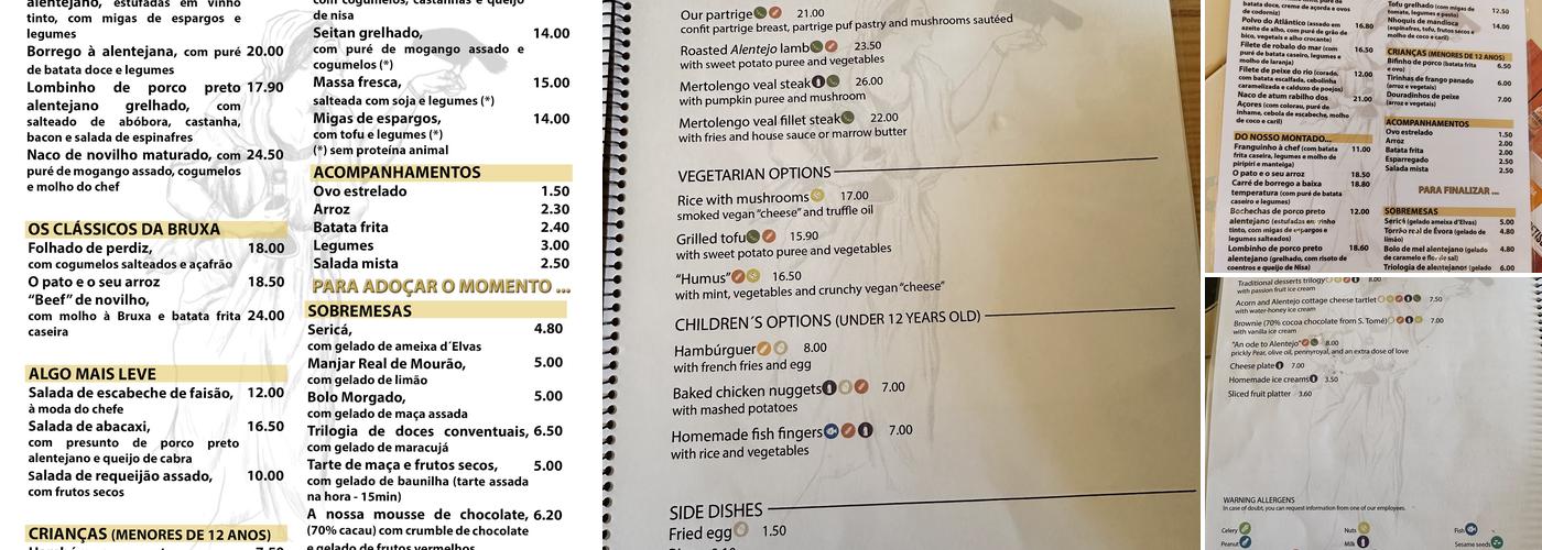 A Bruxa D'Évora Menu