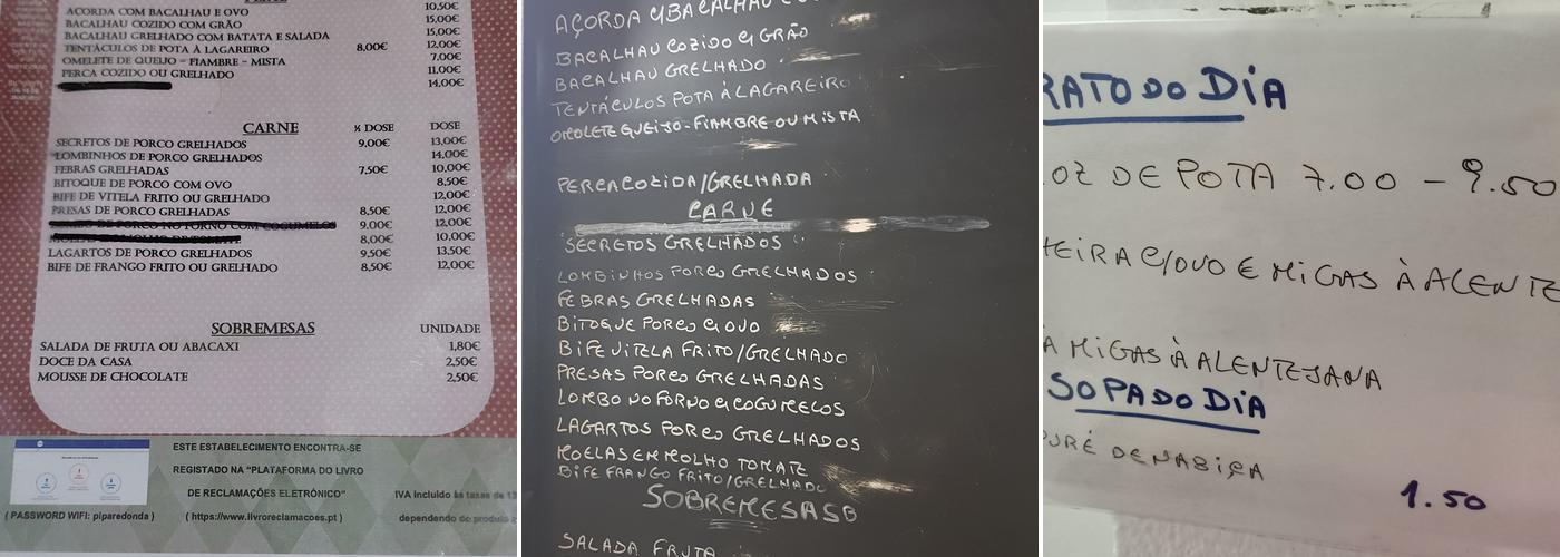 Pipa Redonda Menu