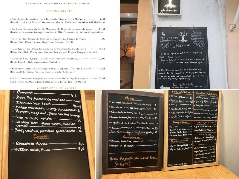 Hibrido_Évora Menu