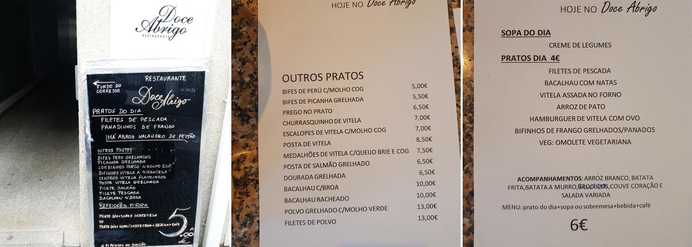 Doce Abrigo Menu