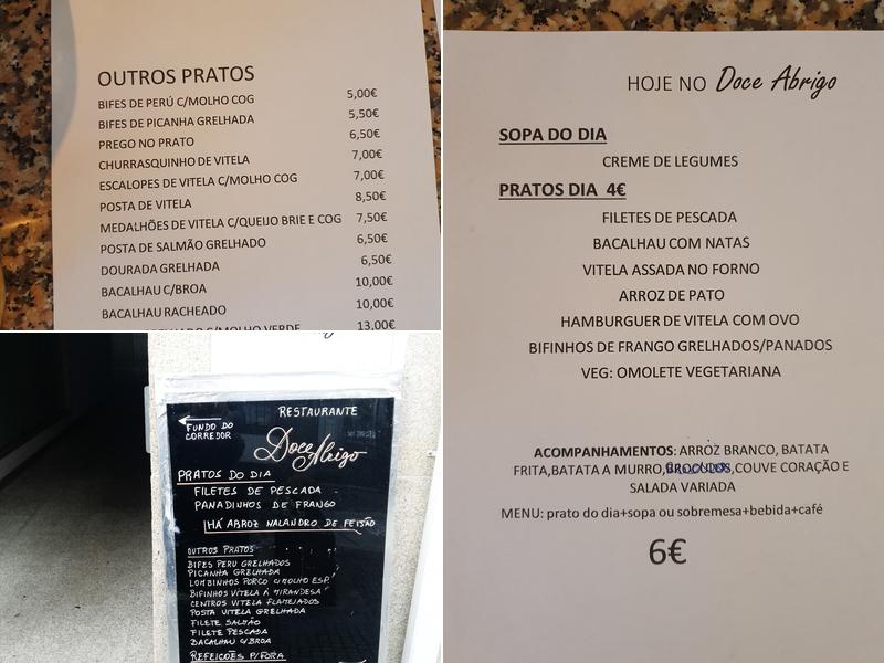 Doce Abrigo Menu