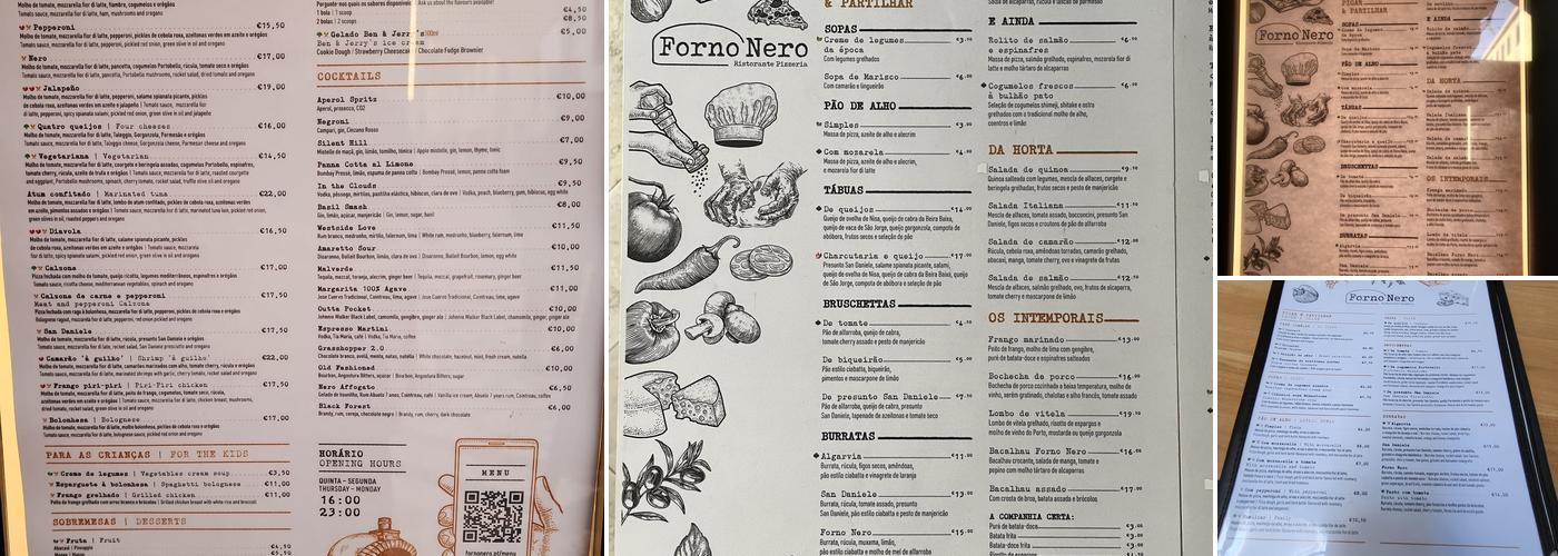 Forno Nero Menu