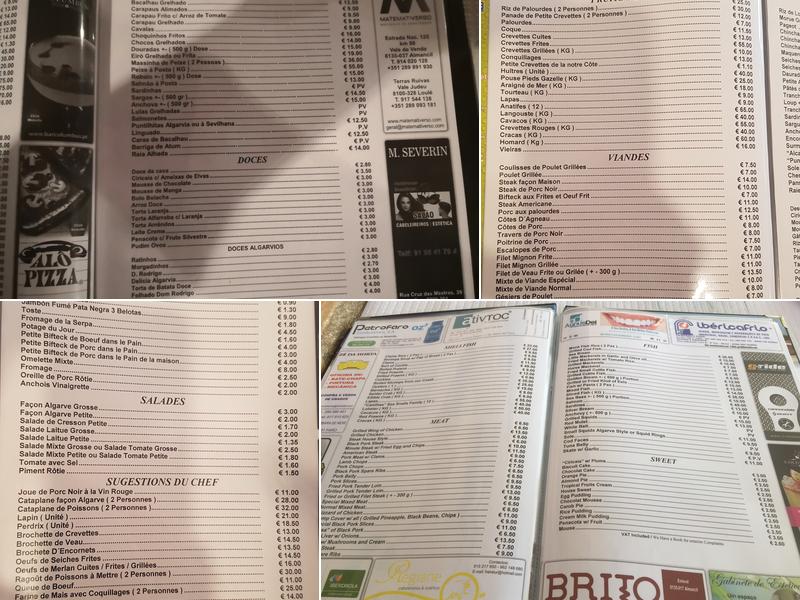 Flor do Arneiro Menu