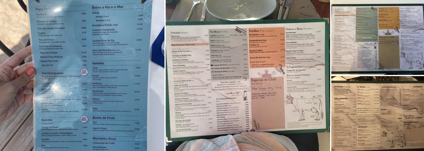 SAL'MARE Praia de Faro Menu