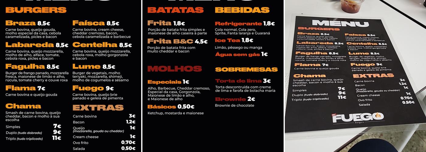 Braza Burger Menu
