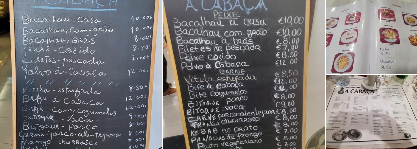 A Cabaça Menu