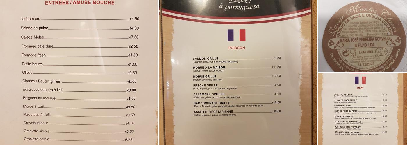 Taberna à Portuguesa Menu