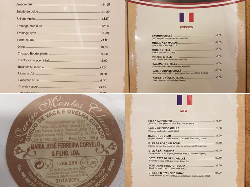 Taberna à Portuguesa Menu