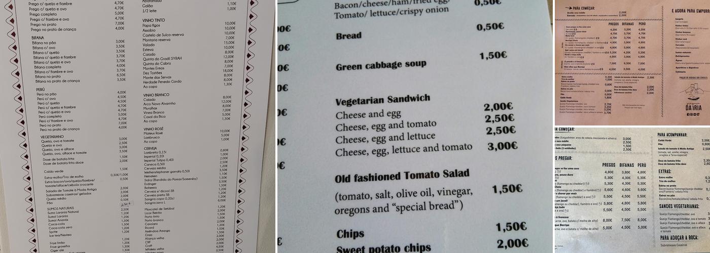 Pregaria da Iria Menu