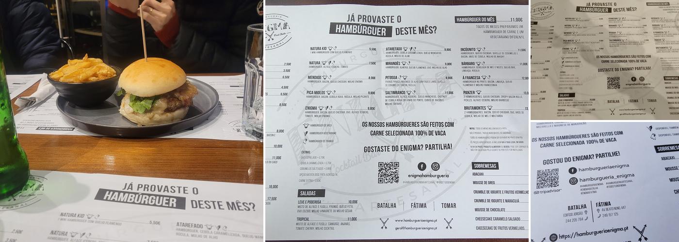 Enigma - Handmade Burger - Fatima Menu