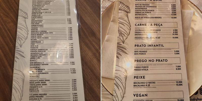 Zé Dos Frangos Menu
