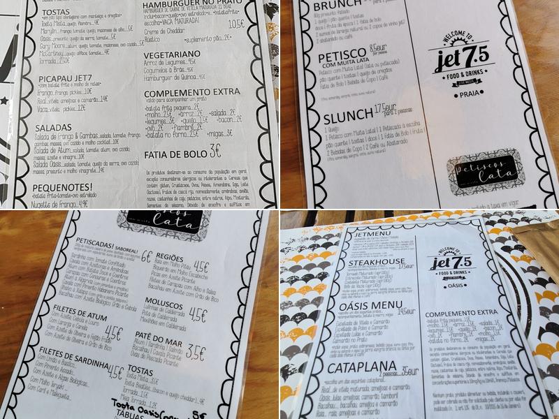 Jet 7.5 Food & Drinks Menu