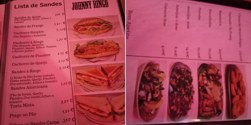 Johny Ringo Menu