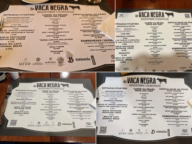 La Vaca Negra Menu