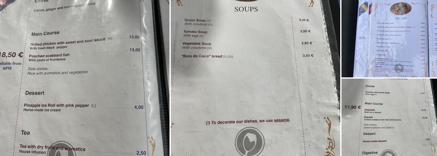 Le Bistrot Jacarandá Menu