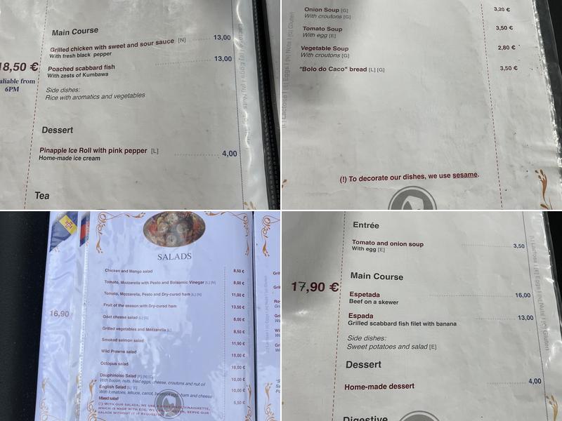 Le Bistrot Jacarandá Menu