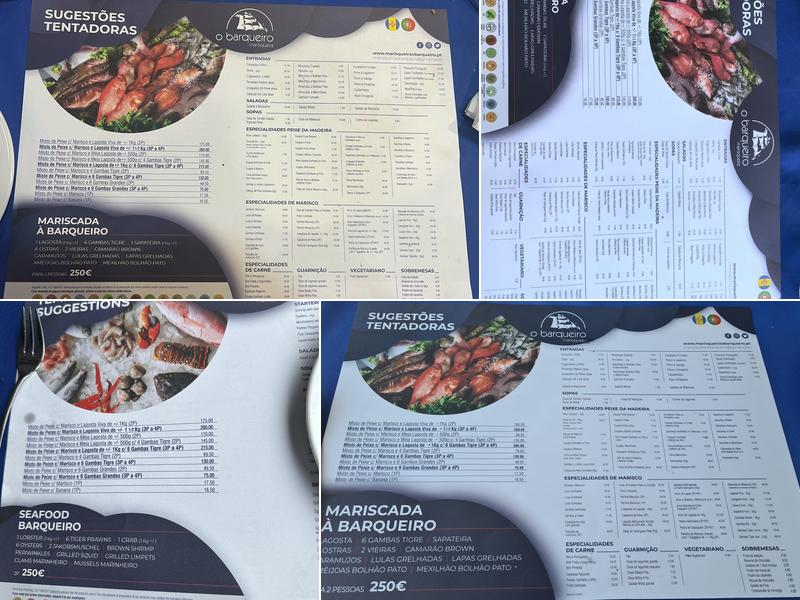 Restaurante Marisqueira O Barqueiro Menu