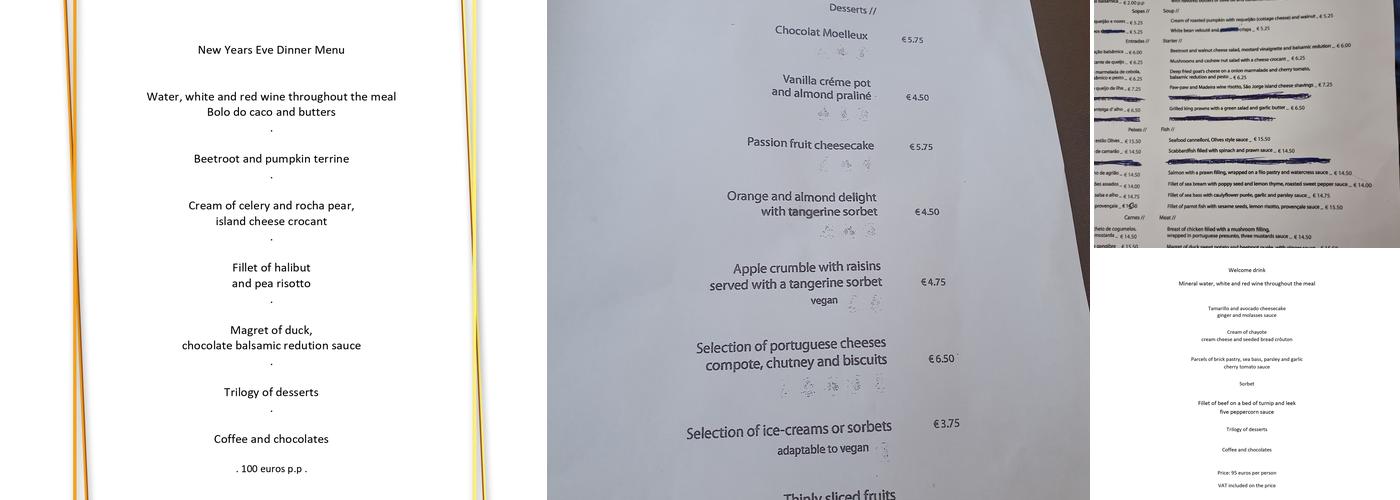 Restaurante Olives Menu