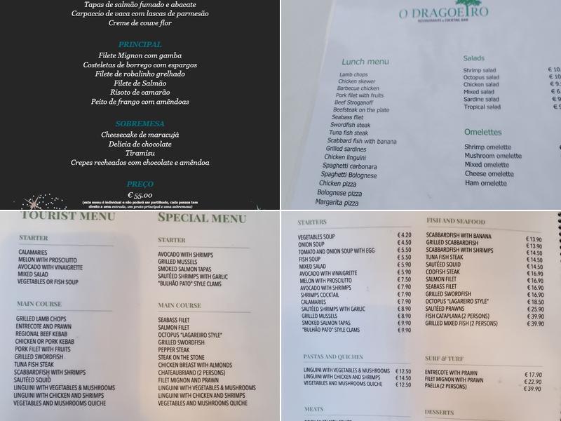 Restaurante O Dragoeiro Menu