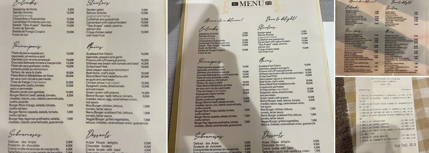 Bistrot Des Anges Menu