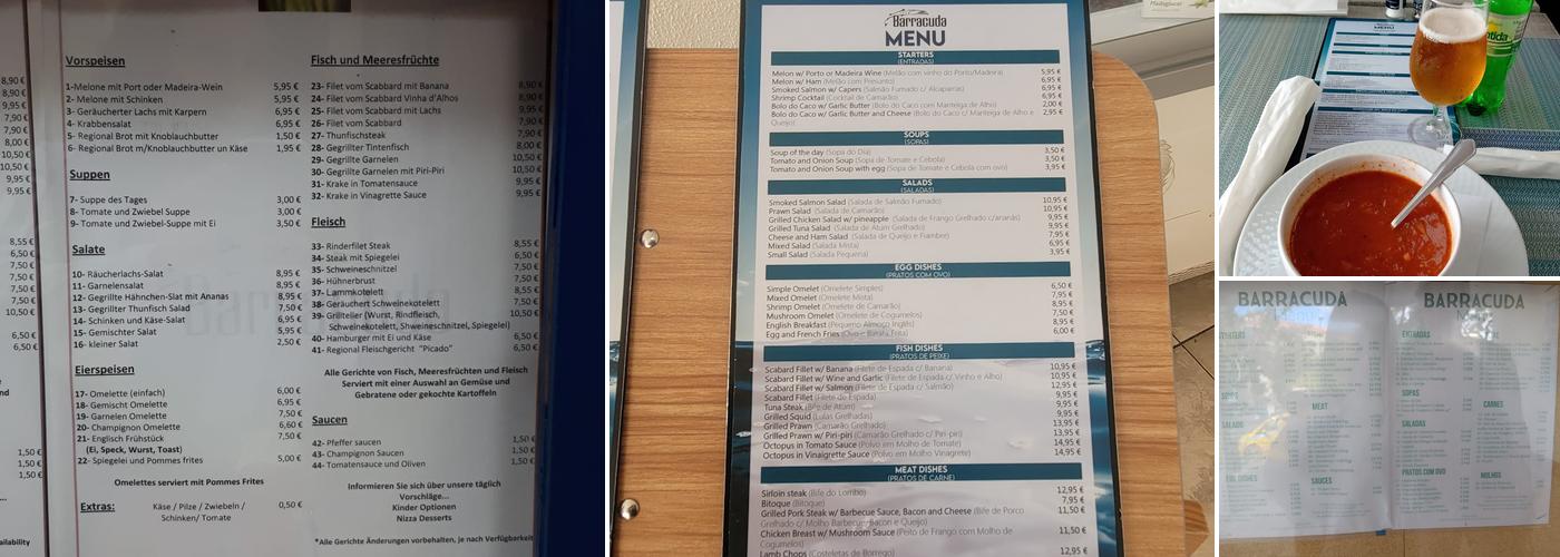 Barracuda Bar / Rest Menu