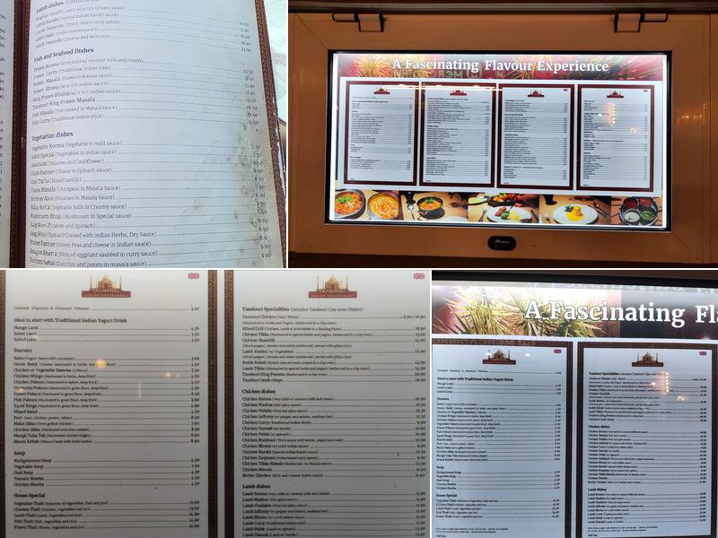 Taj Mahal Indian Restaurant Madeira Menu