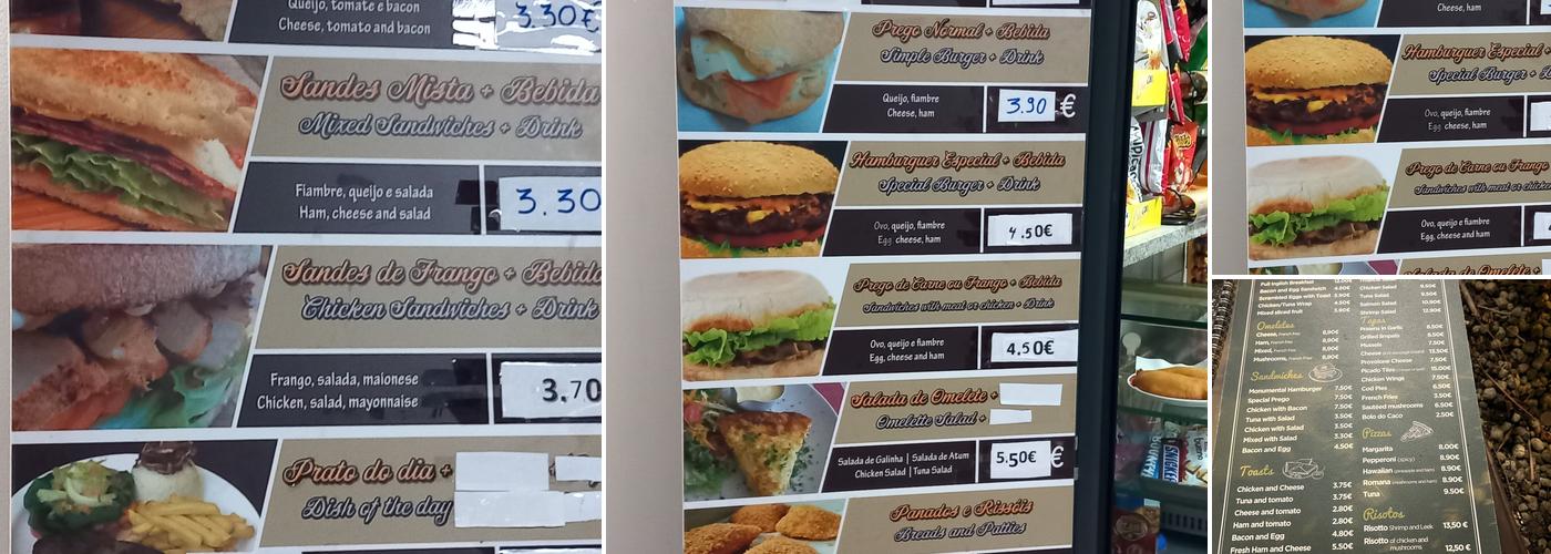 Monumental lido café bar Menu