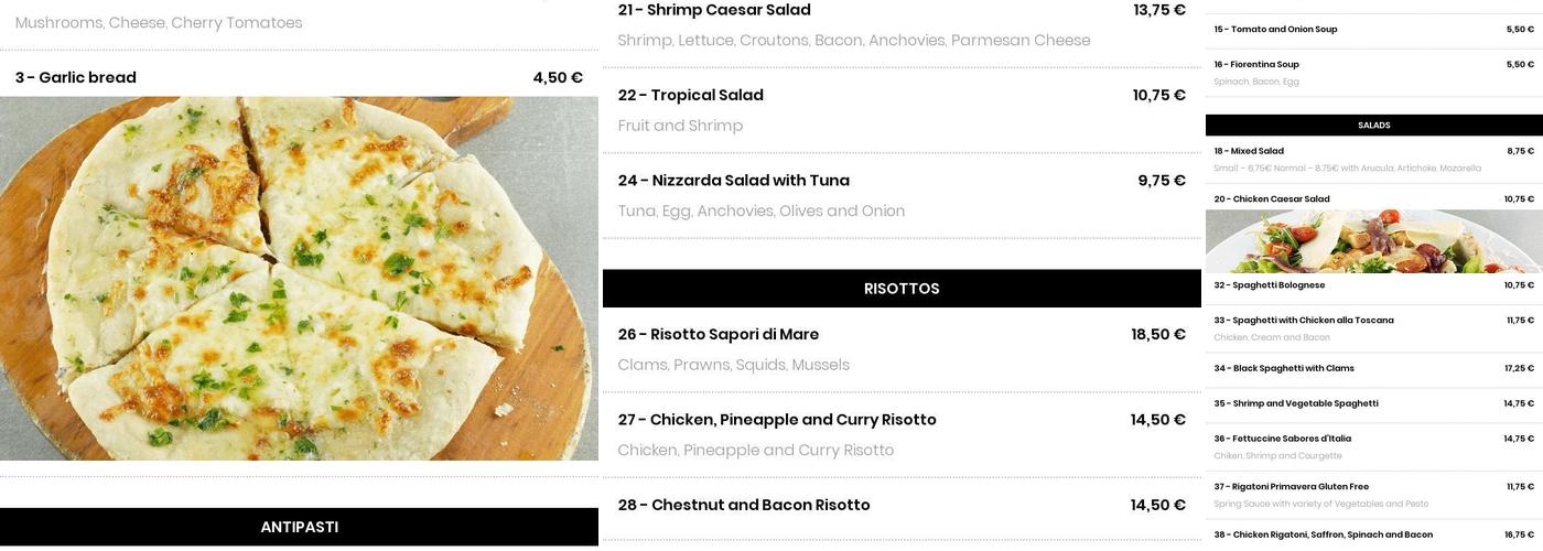 Sabores D' Itália - Lido Menu