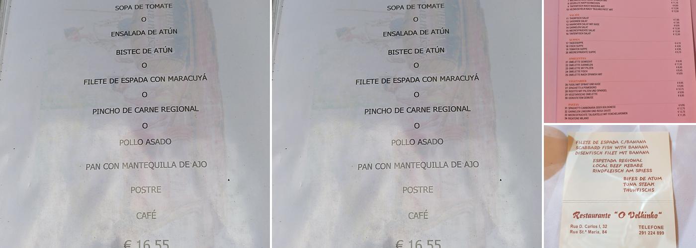 Restaurante O Velhinho Menu