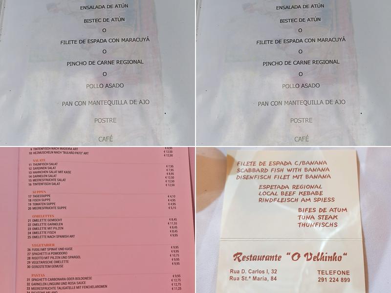 Restaurante O Velhinho Menu