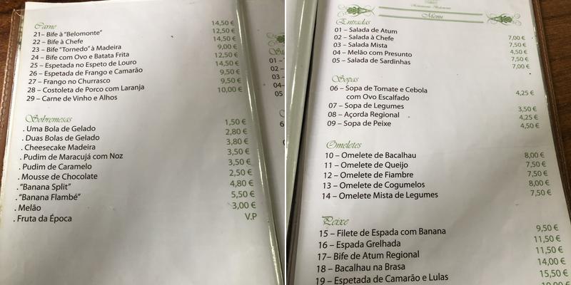 Restaurante Belo Monte Menu