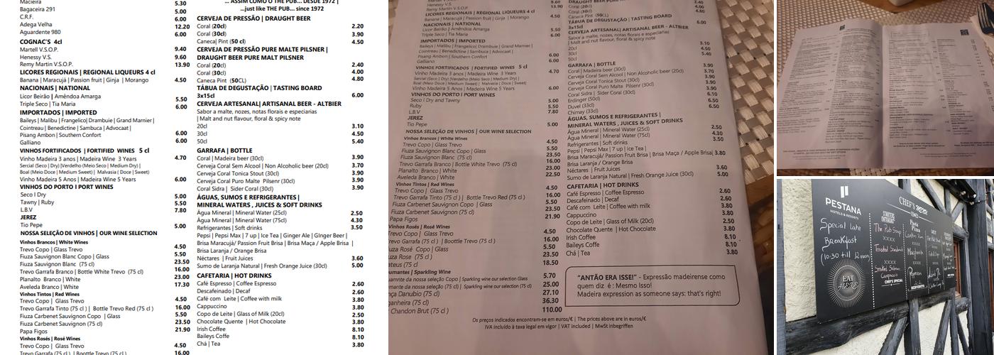 The Pub Menu