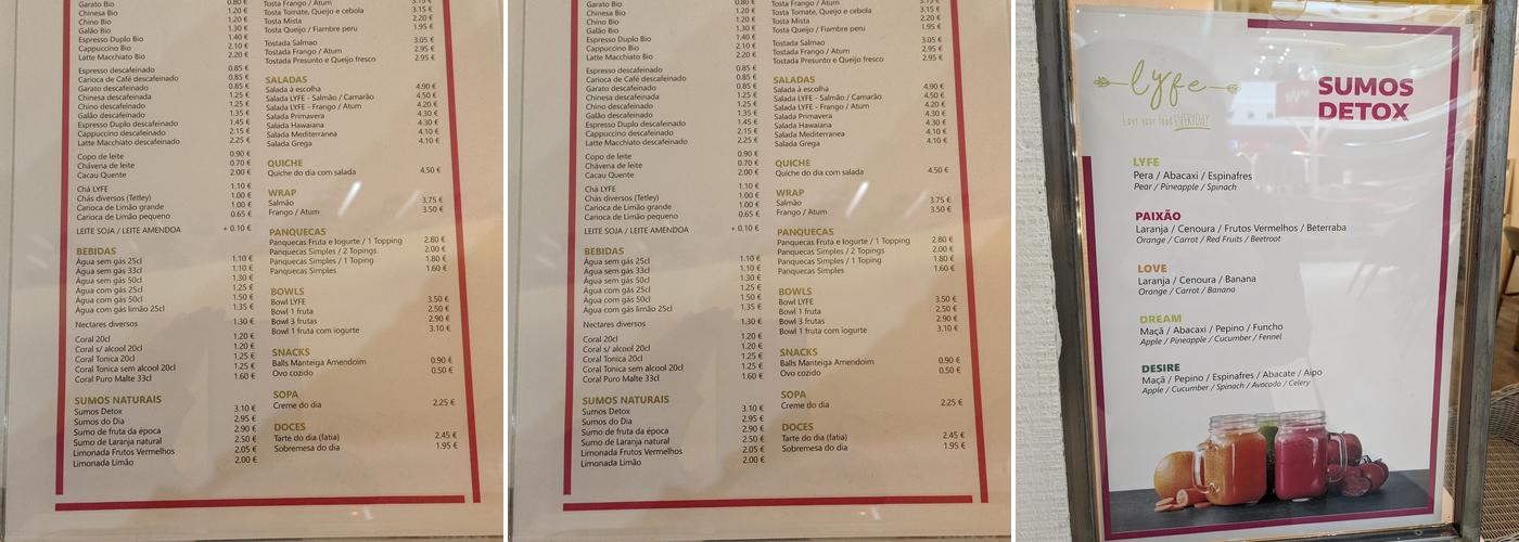 LYFE - CC La Vie Funchal Menu