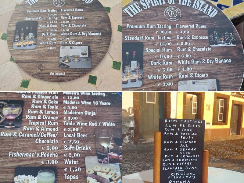 Madeira Rum House Menu