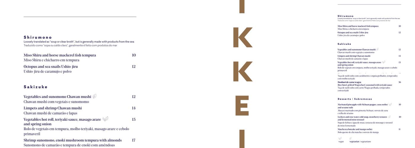 Nikkei @ Jacaranda Menu