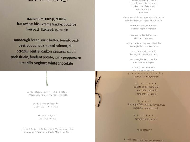 Gazebo Experience Menu