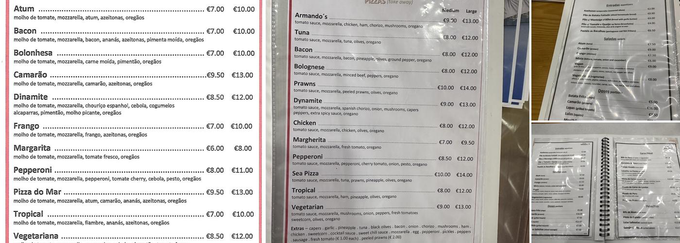 Take-Away Armando's Menu
