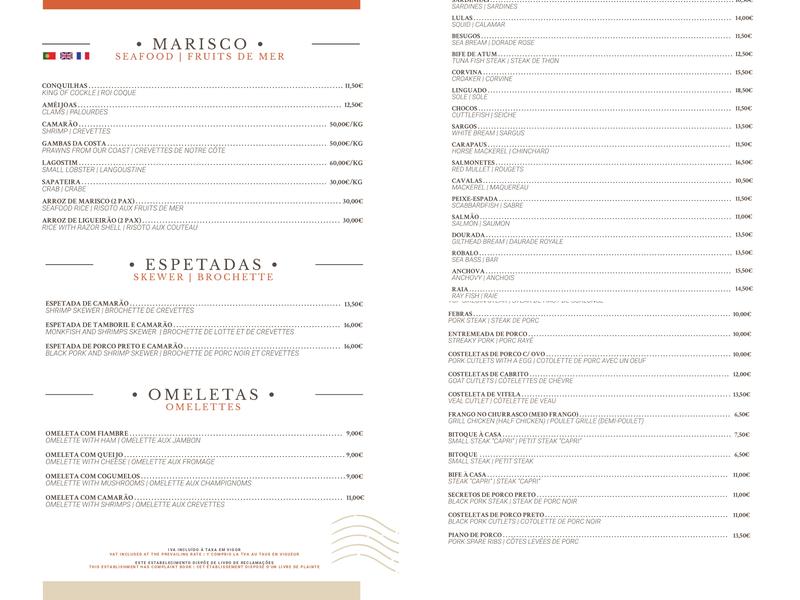 Capri (Restaurante Café Capri) Menu