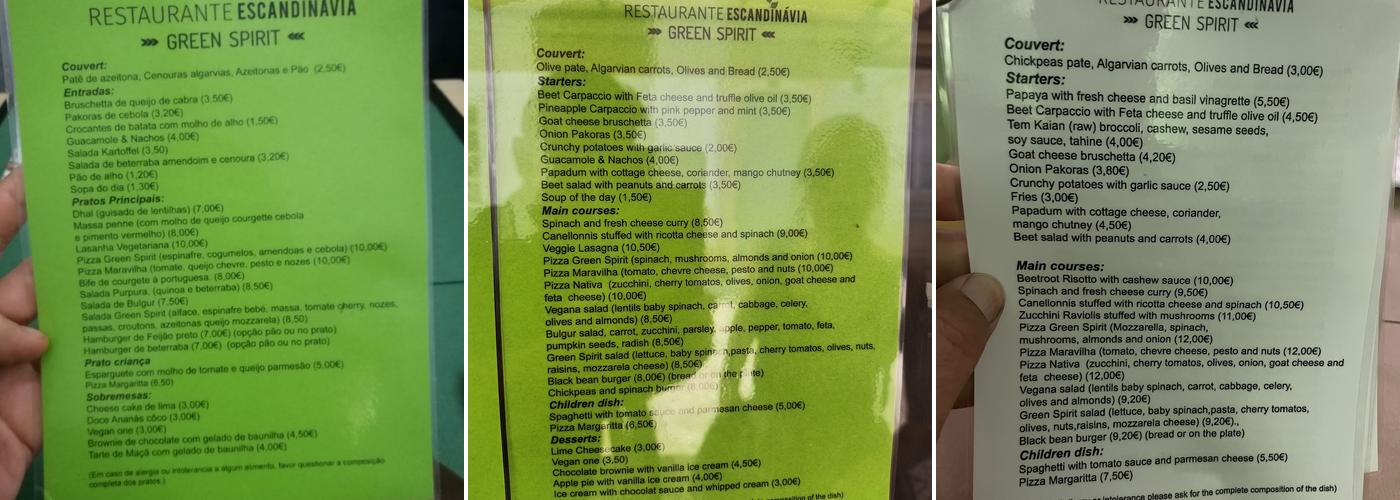 Escandinávia - Green Spirit Menu